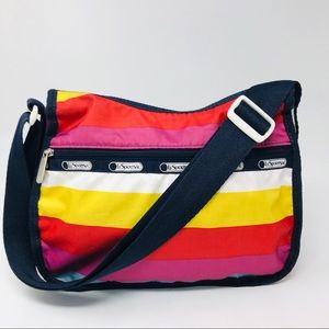 Lesportsac Classic Hobo Bag Purse Rainbow  Stripes